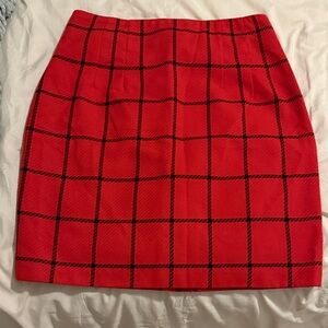Elegant Red Checkered Pencil Skirt